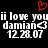 Red heart symbol above white pixelated text reading "ii love you ii love you damian<3 damian<3 12.28.07 12.28.07" on black background.