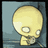 Pixelated yellow figure with large round head and two eyes, standing against blue background; text 'Yum' appears below in white block letters.