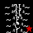 A pixelated icon with a central vertical arrangement of white symbols and wavy lines on a split background, featuring a red star in the bottom-left quadrant and a black star in the bottom-right quadrant.