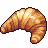 Pixelated croissant with golden-brown crust and white highlights on a gray background.