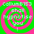 Pixelated text and spiral patterns in bright green and pink with 'CollumB153' at top, 'shall hypnotise you!' below.