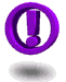 Animated purple exclamation mark icon with varying circular outline styles across frames, displayed in a contact sheet layout on white background.