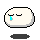 Two pixelated white oval shapes with black outlines, each displaying a single blue tear; left shape has closed eyes and horizontal mouth, right shape has open eyes and vertical mouth.
