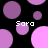 Pixelated animation of purple and pink circles on black background with repeated 'Sara' text in white pixel font.