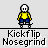Pixelated character in yellow shirt and blue pants performing sequential kickflip actions on a gray background with repeated text.