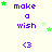 Pixelated icon with purple text 'make a wish' and '<3', green stars scattered across light background, some frames show star movement.