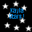 Black background with white stars and blue text reading "Kayla Stars!" repeated four times.