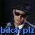 Pixelated collage of six distinct featuring a man in sunglasses, each with overlaid text fragments and varying color schemes