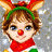 A 48x48 pixel animated buddy icon featuring a cartoon character with brown hair, blue eyes, and a red nose wearing reindeer antlers and a green headband, shown in two slightly different expressions across sampled frames.