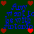 Pixelated blue text on dark green background with red heart symbols, repeating four times in a