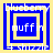 Four square display blue and yellow layered squares with text overlays; the central square's size and position shift
