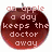 A static image with three distinct sections: a brown apple, colorful abstract lines, and an anthropomorphic red fruit.