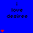 Blue background with repeated text "i love desiree" and red heart symbols in varying quantities across three vertical