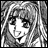 A black-and-white pixelated anime-style character face with long hair and bangs on the left, next to stylized text reading "Anime IM" above a smaller "com" logo on a solid black background.