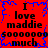 Red background with blue pixelated border, black text repeating 'I love maddie soooooo much' in four quadrants.