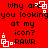 Red background with black pixelated text repeating 'Why are you looking at my icon?' and '.RAWR' alongside white square-shaped animated elements.