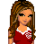Pixel art buddy icon featuring a female field hockey player in red and white uniform with hockey stick, displayed as contact sheet of four frames showing different poses.