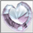 A static pixelated heart-shaped icon with a gradient border transitioning from purple to light blue, set against a white background.
