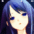 Pixelated anime-style character with blue hair and dark eyes, shown in three sequential poses against a black background.
