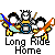 Pixel art animation of three figures playing instruments with text 'Long Ride Home' below, showing sequential pose changes.