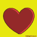 Red heart icons on yellow background showing progression from whole to broken with text about heartbreak.