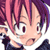 Pixelated anime-style character face with pink and purple hair, wide eyes, and a slightly open mouth against white background.
