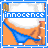 A pixelated animated buddy icon showing a character in orange pants and blue underwear with the word 'innocence' displayed above, presented as two sequential frames of an animation.