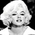 Pixelated grayscale image of a person with short white hair, closed eyes, and a slightly open mouth against a black background.