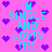 Pixelated text reads "IM SINGLE AND LOVIN IT!!!" in cyan letters on a pink background with scattered purple hearts.