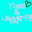 Pixelated text 'Yossi & Jagger' in light pink on cyan background with a black heart symbol replacing the 'o' in 'Yossi' in the left version.