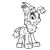 Pixelated grayscale image of a cartoon character with large ears, a round nose, and a wide mouth, standing with one arm raised and the other bent at the elbow.