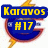 Pixelated icon features blue banner with yellow text 'Karavos' above a rounded shape containing '#17', all on white background.