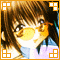 Anime-style character with brown hair and yellow sunglasses, wearing a blue top against a purple background, text 'Shampoo' appears in orange letters.