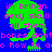 Pixelated green skull with pink text on blue background, showing two color variations of the same design.