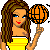 Animated contact sheet showing a pixelated woman holding a basketball with text overlays changing across frames.