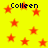 Yellow background with scattered red stars and repeated dark blue text reading "Colleen" in four locations.