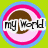 A green background with circular patterns and text elements including 'my world', 'my game', and 'VOLLEY BALL' on a white sphere.