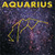 Static 50x50 pixel icon featuring the word "AQUARIUS" in yellow block letters above a stylized zodiac symbol on a dark purple starry background.