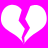 Two white broken heart shapes on a bright pink background, each with jagged edges and no visible animation.