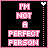 A 5x4 contact sheet of animated frames showing a black background with pink text reading "I'M NOT A PERFECT PERSON" and vertical white rain-like lines, each frame bordered by a thin pink outline.
