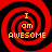 Four identical red and black spiral patterns with yellow text reading "I am AWESOME" arranged in a on a black background