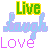 Pixelated text elements 'Live', 'Laugh', and 'Love' arranged in a with color variations