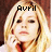 A pixelated image of a person with long blonde hair wearing a red tie, with text changing from 'Avril' to 'Rules'
