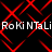 Red diamond lattice pattern on black background with repeated white text "RoKiNTaLi" in two horizontal