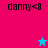 A split-screen image with four quadrants showing text 'danny<8' and star icons in different color combinations.