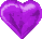 Two identical purple pixelated hearts with light pink highlights on a gray background, side-by-side.