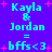 Pixelated cyan text on purple background with pink stars, showing 'Kayla & Jordan = bffs <3' in two identical vertical