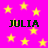 A static image with a bright pink background filled with yellow stars and four instances of the text 'JULIA' in black pixelated font.