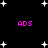 Black background with white pixelated stars and four instances of pink 'ADS' text in a pattern