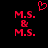 Red pixelated text 'M.S. & M.S.' on black background with a red heart symbol above the left text block.